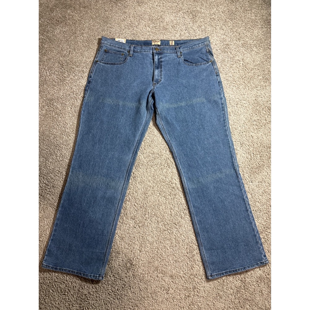 Redhead Classic Flex Jeans Mens 42x34 Mid Wash Straight Leg Denim Blue